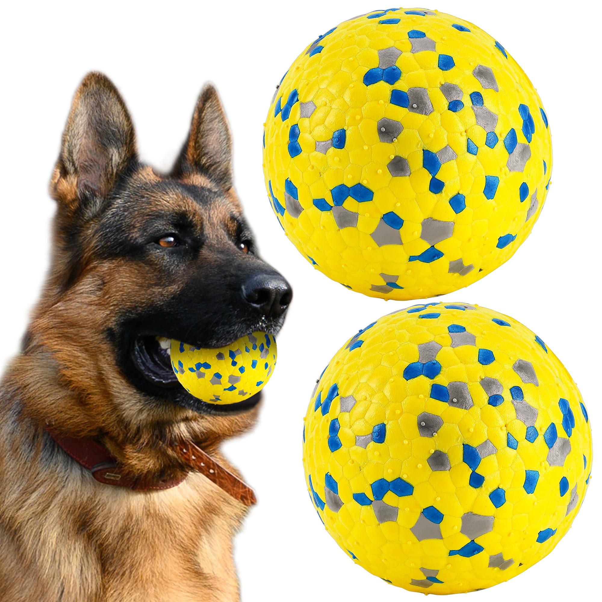 SUNNEKO 2 pelotas para perros pequeños y medianos pelotas interactivas para perros de juguete para perros de fútbol con juguete acuático flotante indestructible inteligencia, diámetro 7 cm