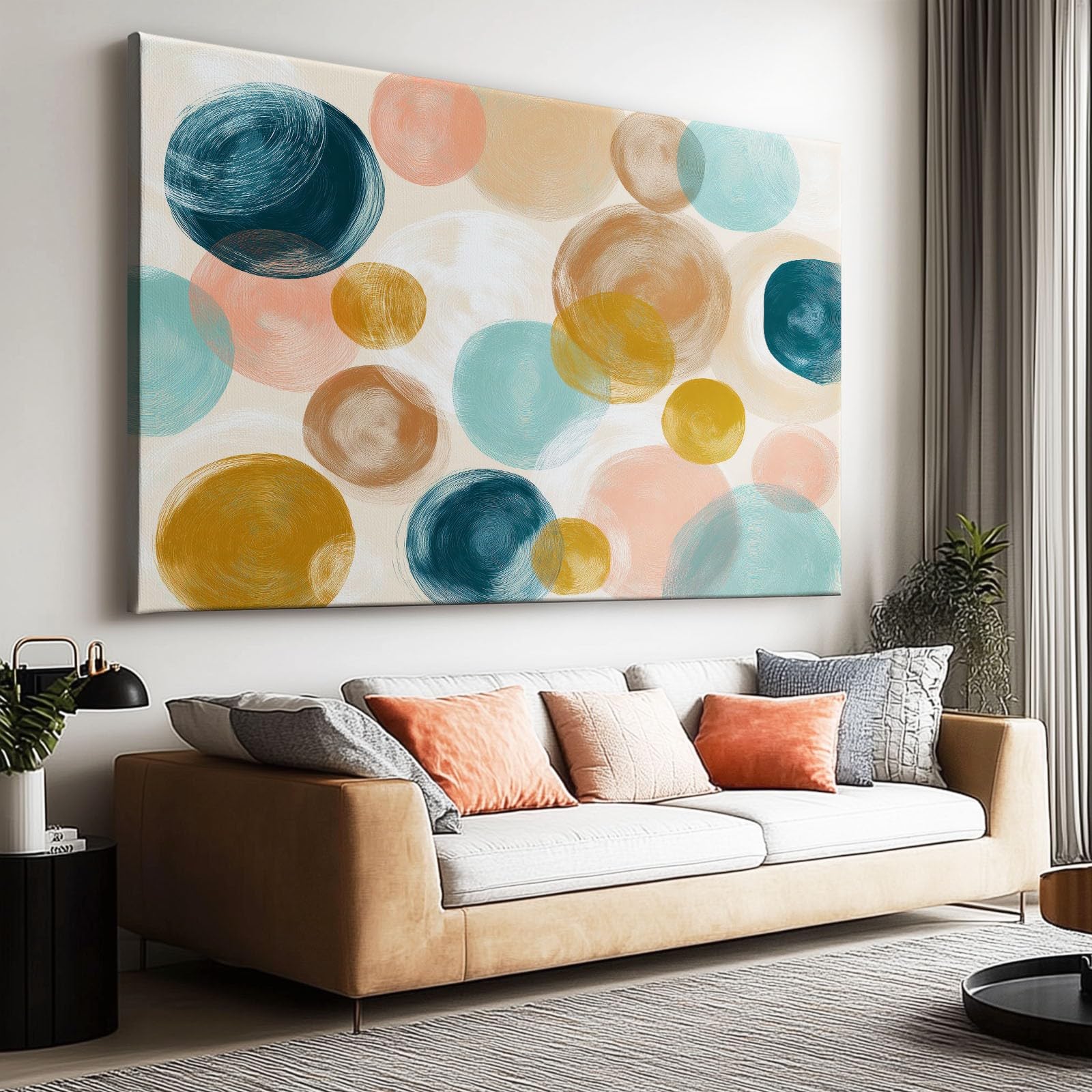 Genérico Cuadro Lienzo Decoracion Moderno Grande Arte Abstracto De Lunares 70x50cm Cuadros Decorativo con Marco, Cuadro Pared para Salon Dormitorio Baño Pasillo Hogar
