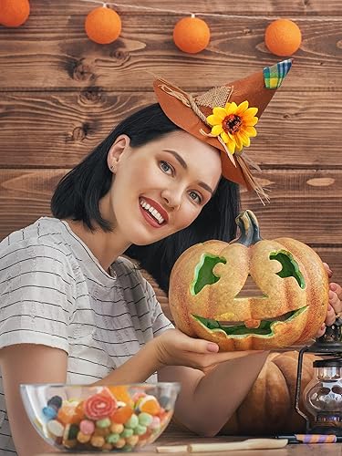 Miniatura 5 de Waydress 2 piezas de sombrero de espantapájaros de Halloween, diadema de fieltro espantapájaros, accesorios de disfraz para mujer, disfraz de
