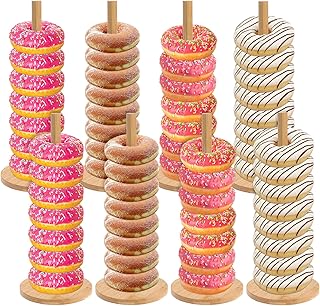 Giantree 8 Pack Wood Donut Stand, 10.62in Farmhouse Donut Display Stand for Dessert Table