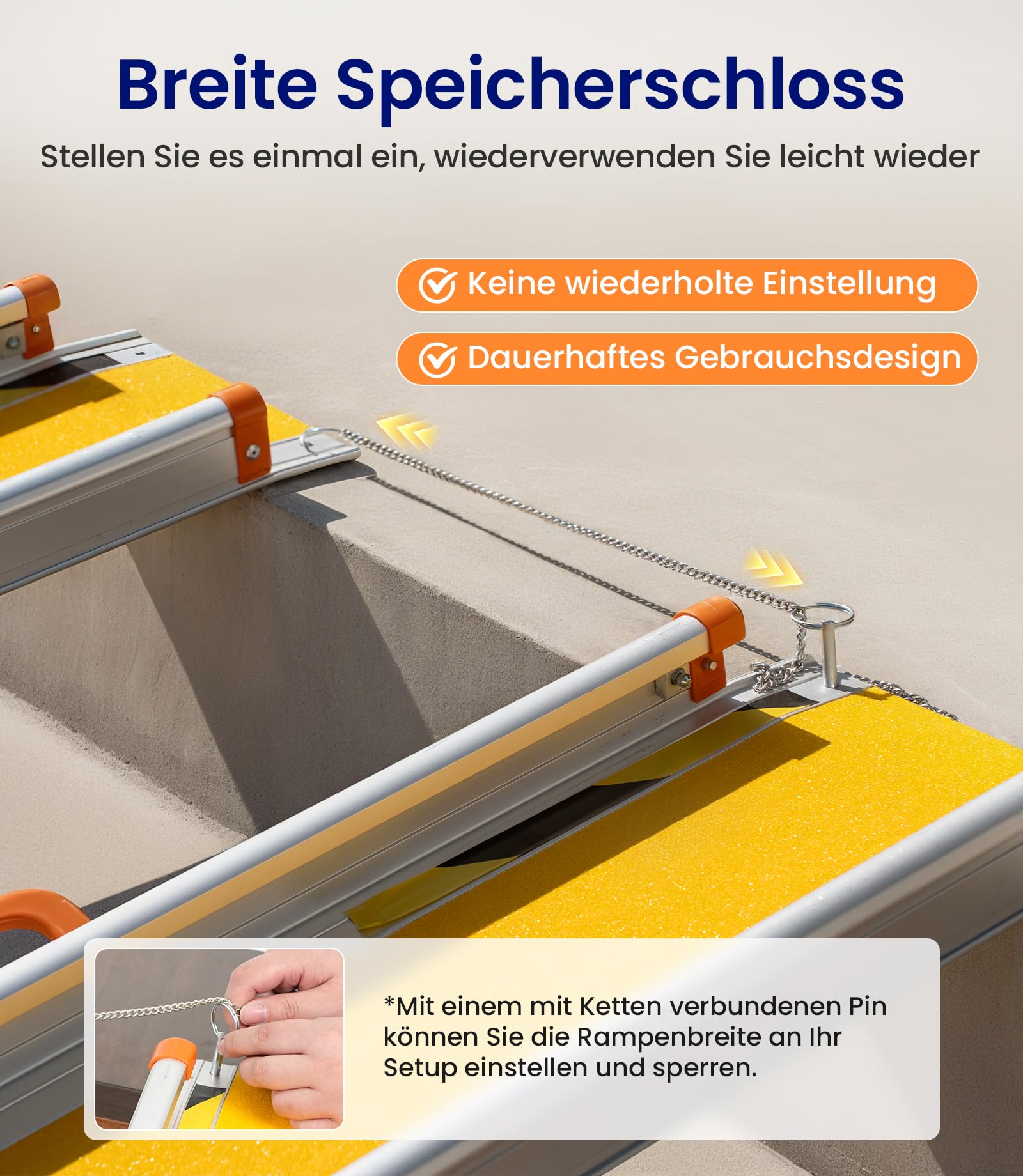 VOCIC CP31 Rollstuhlrampe für Treppen 92-152CM,Rampe für Rollstuhl tragbare | Aluminium klappbar stabil Teleskoprampe für Rollstühle nur 7KG, Fahrradrampe Auffahrrampe Laderampe bis 300KG,Gelb