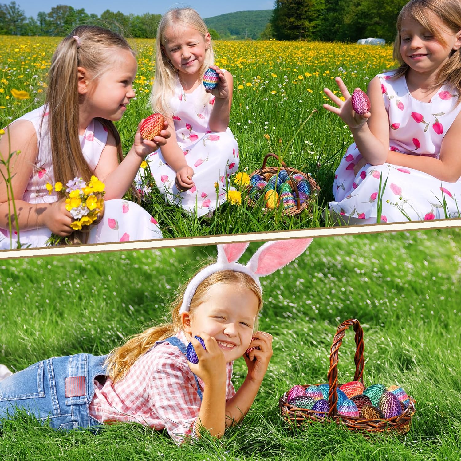 Vinsot 36 Pcs 3D Printed Easter Dragon Eggs with Animals Inside Set, Mini Prefilled Dragon Eggs Easter Basket Stuffers Fidget Sensory Toys for Kids Teens Adults Party Favors