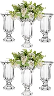Glasseam 7.5In Tall Glass Vases for Centerpieces, Pedestal Vase for Flowers