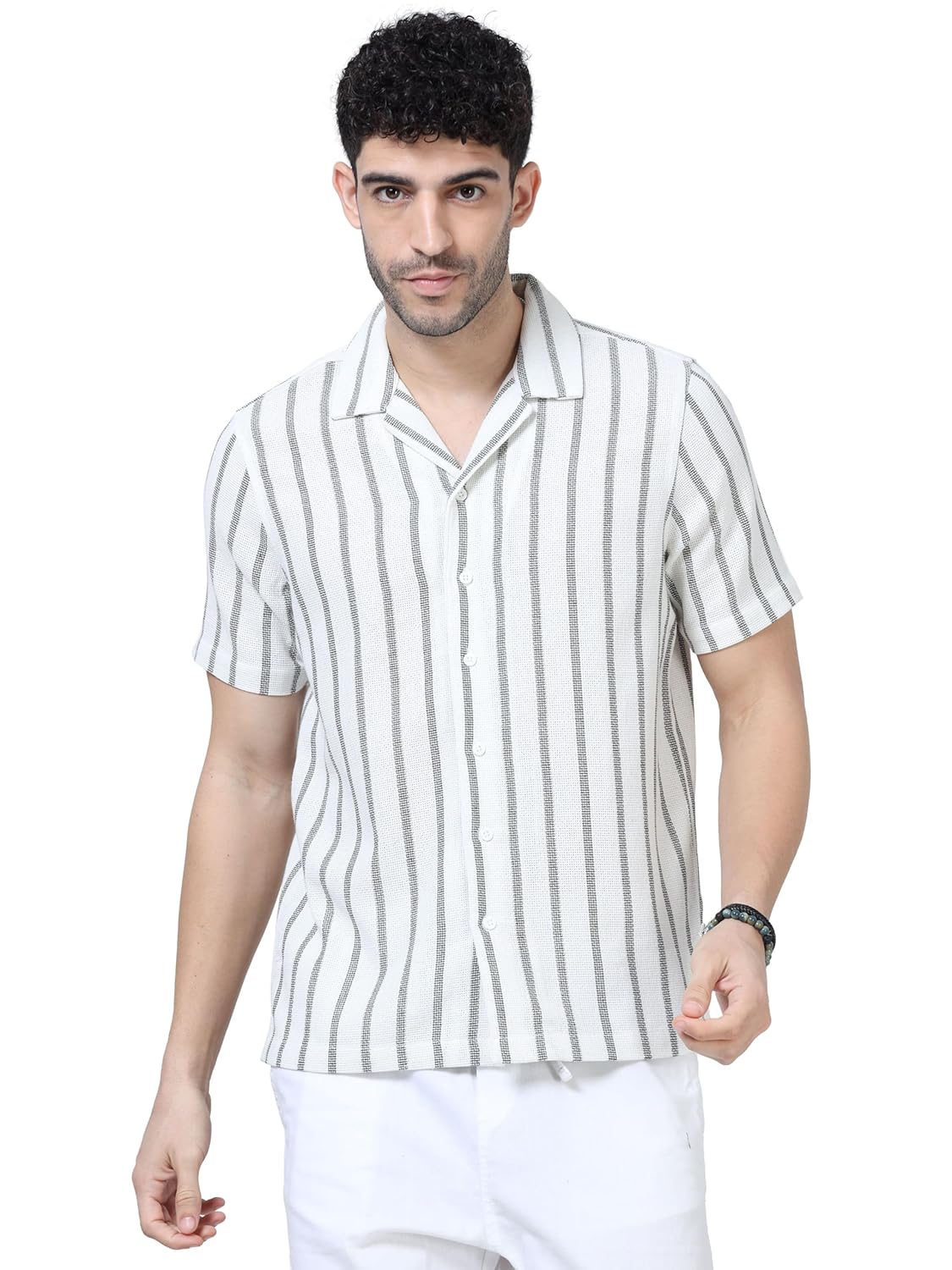 GLORYBOYZ Men’s Blue Black Stripes Shirts for Men Spread Collar Regular Fit Standard Length Full Sleeve Cotton Formal Fashion Casual Stylish Office Wear Button Down Shirts Printed