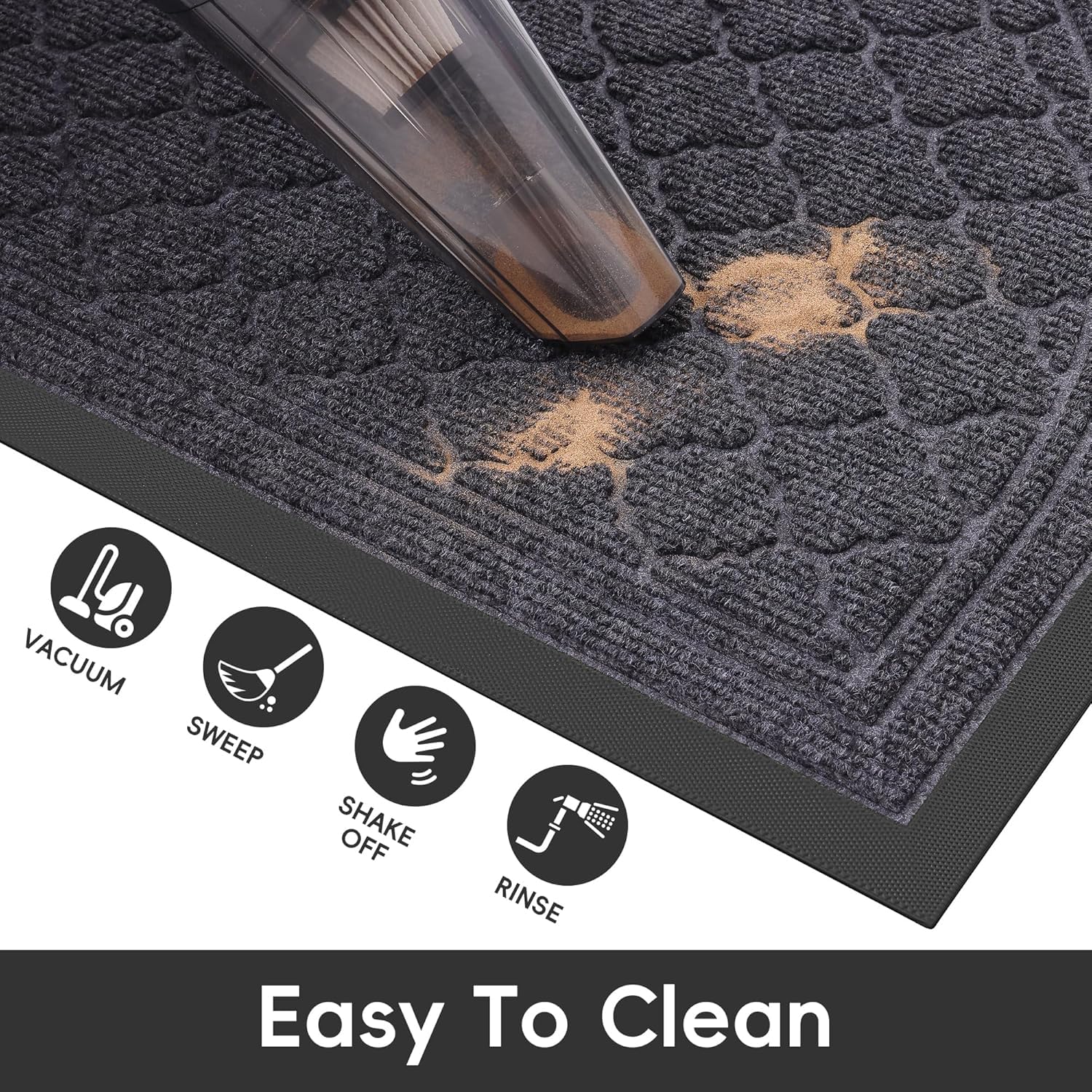 Homaxy Half Moon Door Mats Indoor, Non Slip Rubber Door Matts, Dirt Trapper Absorbent Doormat Outdoor - Image 4