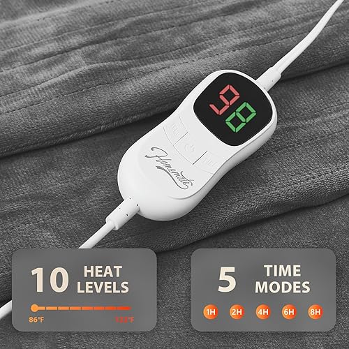 Miniatura 188 de Homemate - Manta eléctrica térmica con apagado automático en 1, 2, 4, 6 u 8 h, 10 niveles de calor, tela de franela y sherpa, protección contra 01