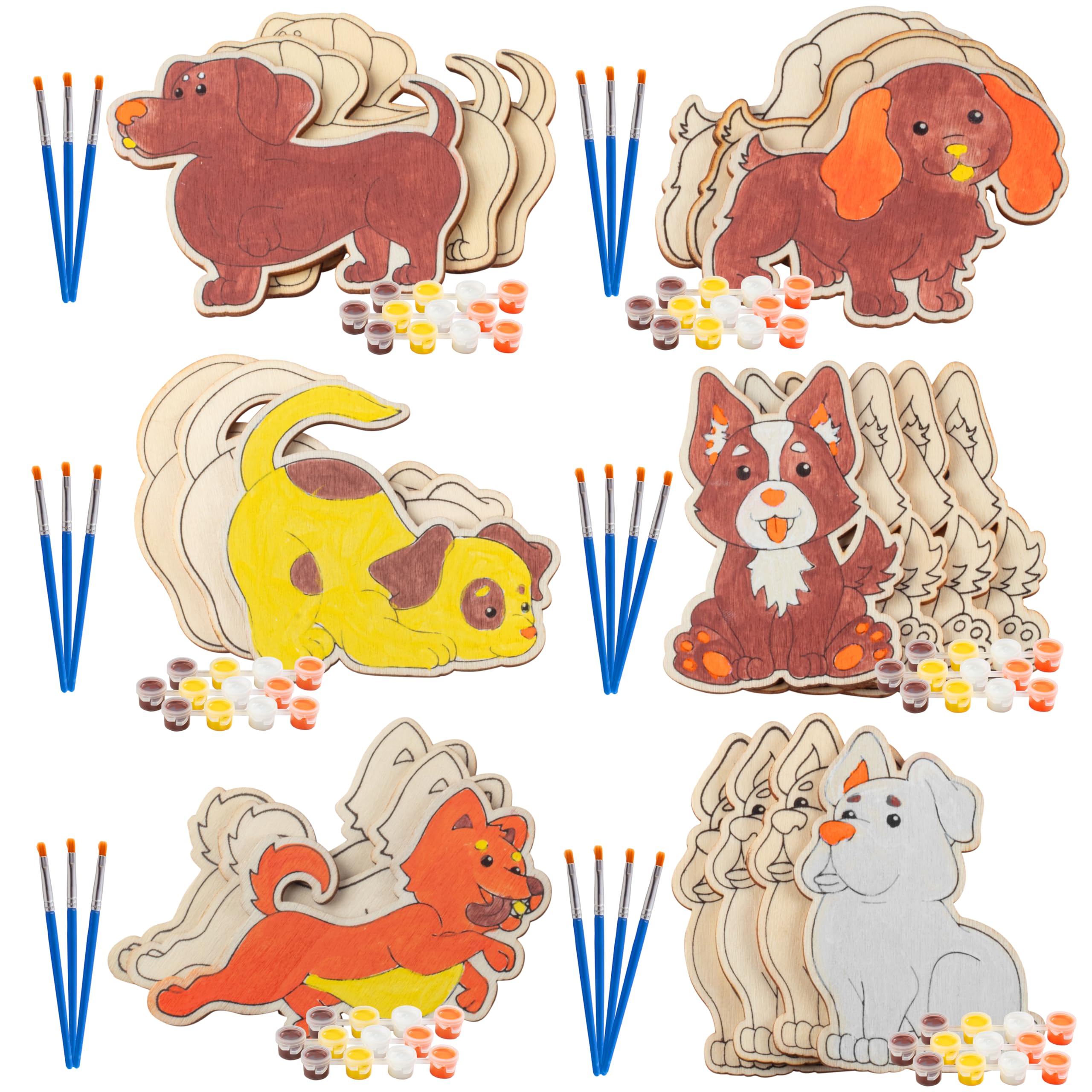 Puppy Dog Wood Painting Craft Kits, 20 Pack, Arts &amp; Crafts for Kids Parties
