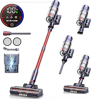 Cordless Vacuum Cleaner, 600W 50Kpa 65Mins Vacuum Cleaners for Home, Self-Standing Stick Vacuum with Touch Screen & Wall Charging Station for Hard Floor Carpet Pet