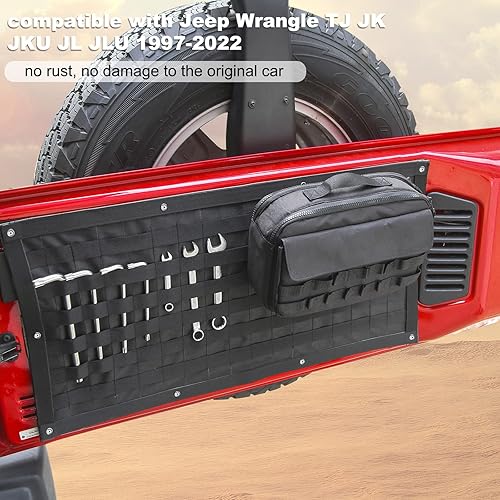 Miniatura 7 de RT-TCZ Kit de herramientas para bolsa de almacenamiento para portón trasero, organizador de carga, bolsillos de almacenamiento de lona para Jeep