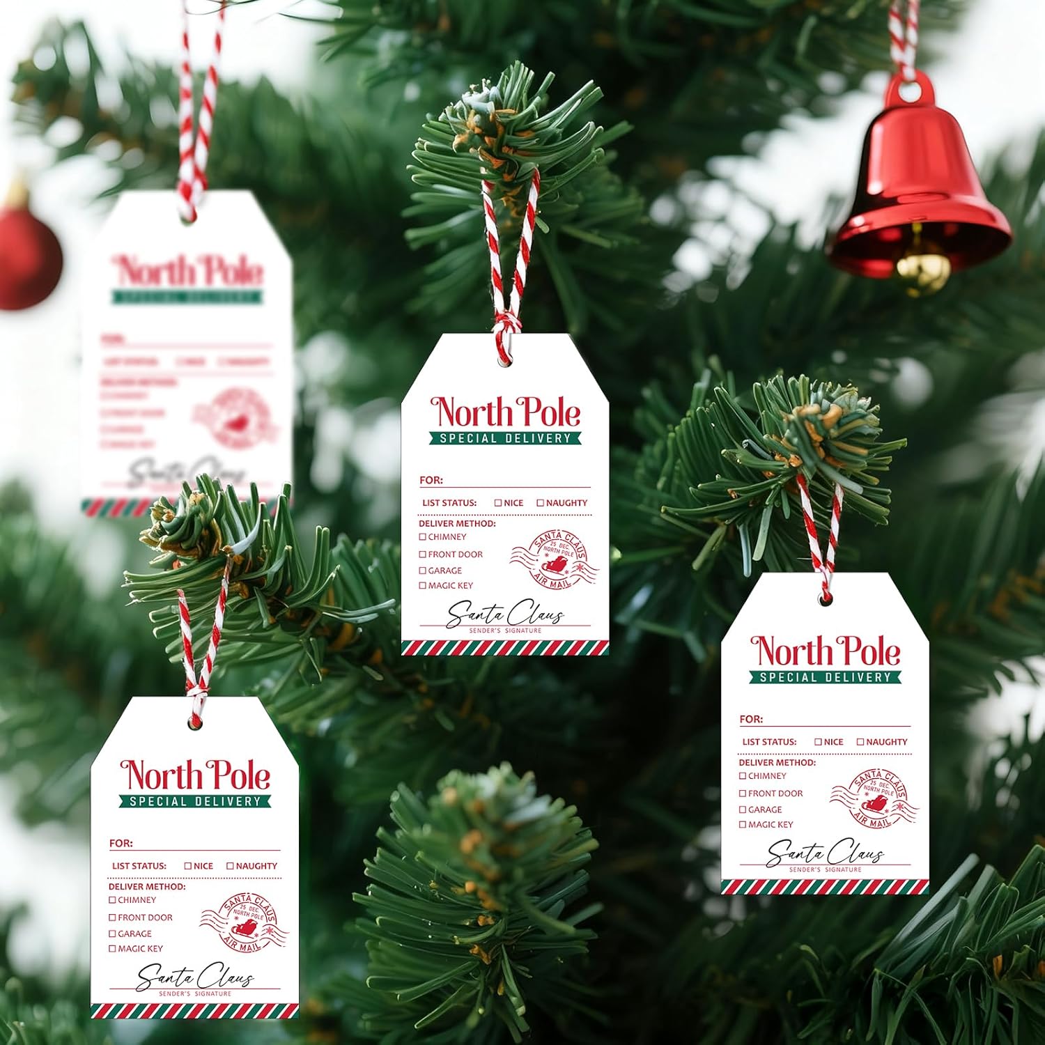 G2PLUS 50Pcs Christmas Gift Tags - from Santa Gift Wrapping Tags, 3.3x2.2in Xmas Paper Special Delivery North Pole Tag with String for DIY Crafts, Holiday Party Favors - Image 7