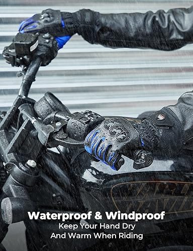 Miniatura 3 de KEMIMOTO Guantes de invierno para motocicleta, guantes de invierno para clima frío, para hombres y mujeres, guantes impermeables para pantalla