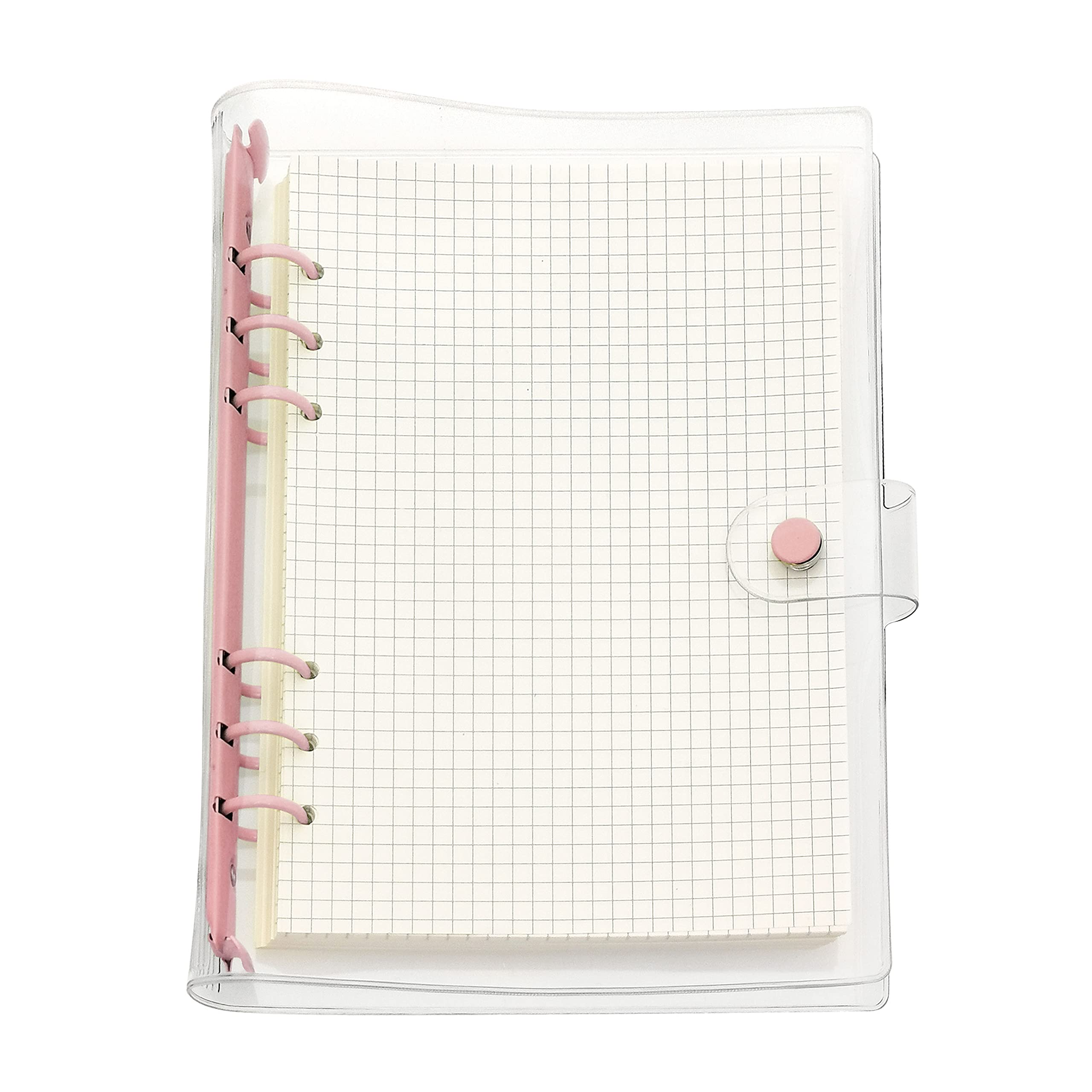 A6 A5 6-Holes Colorful PVC Cover Round Ring View Binder with Snap Button Closure File Folder for Loose Leaf Sheet Protectors Notebook Refill (Sugar Coral, A5 Mini Set)-image-2