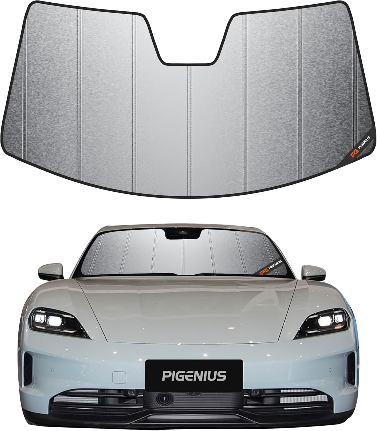 Windshield Sun Shade for Porsche Tay-can,2020-2024,Thick Front Windshield Sunshade,6 Layers Sun Shield,Accordion Fold gray-safeguard fits Taycan 2020-2025