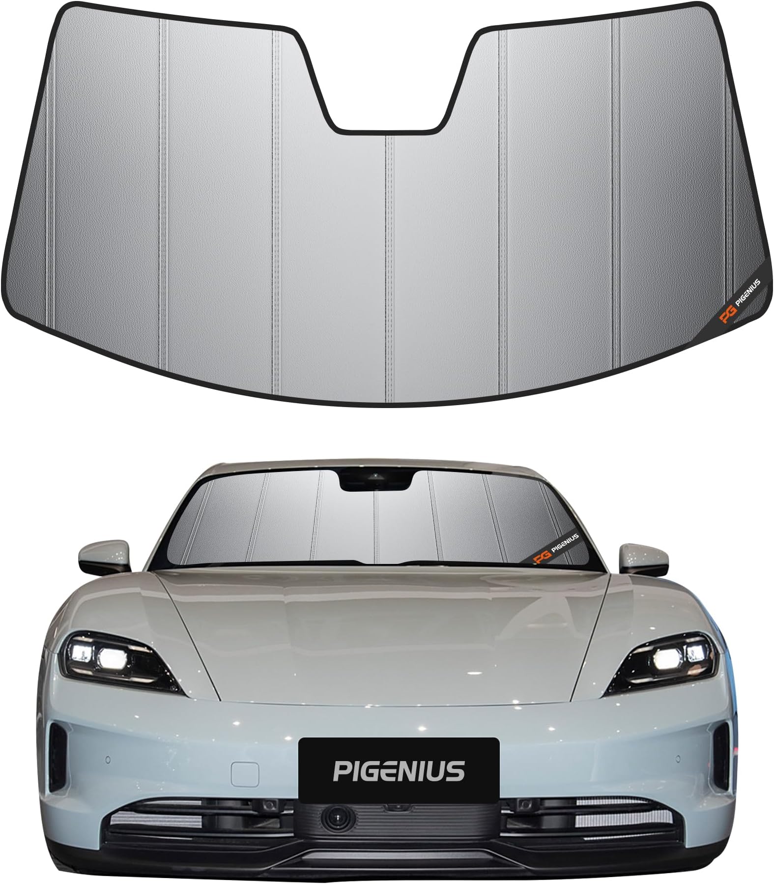 Windshield Sun Shade for Porsche Tay-can,2020-2025,Thick Front Windshield Sunshade,6 Layers Sun Shield,Accordion Fold