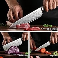 Vista 7 de KEEMAKE Kitchen Knife Sets, 3 Pieces Professional Chef Knife Set with High Carbon Stainless Steel, Ultra Sharp Blade Kitchen Knives Sets with