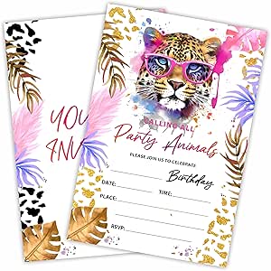 Amazon.com : Leopard Print Birthday Invites, Party Animals! 20 Invite