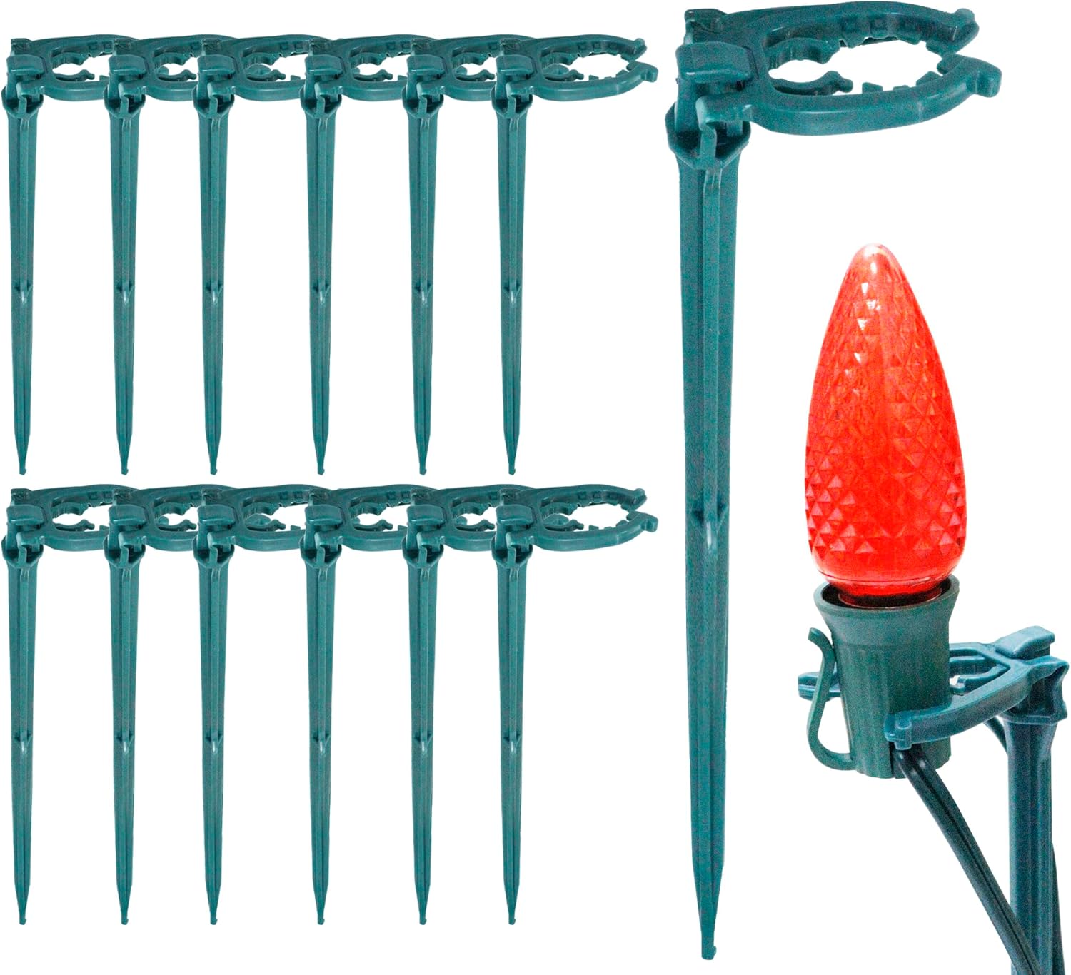 CXLHO Plastic Light Stakes 100Pack, 10 Inch Christmas Yard Stakes for C7 C9