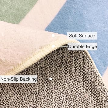 USTIDE Cute Rainbow Area Rugs Super Soft Bedroom Floor Mat Non-Slip Easy Clean Children Playroom Girls Room Decor Living Room Rugs (Green, 120x180cm)