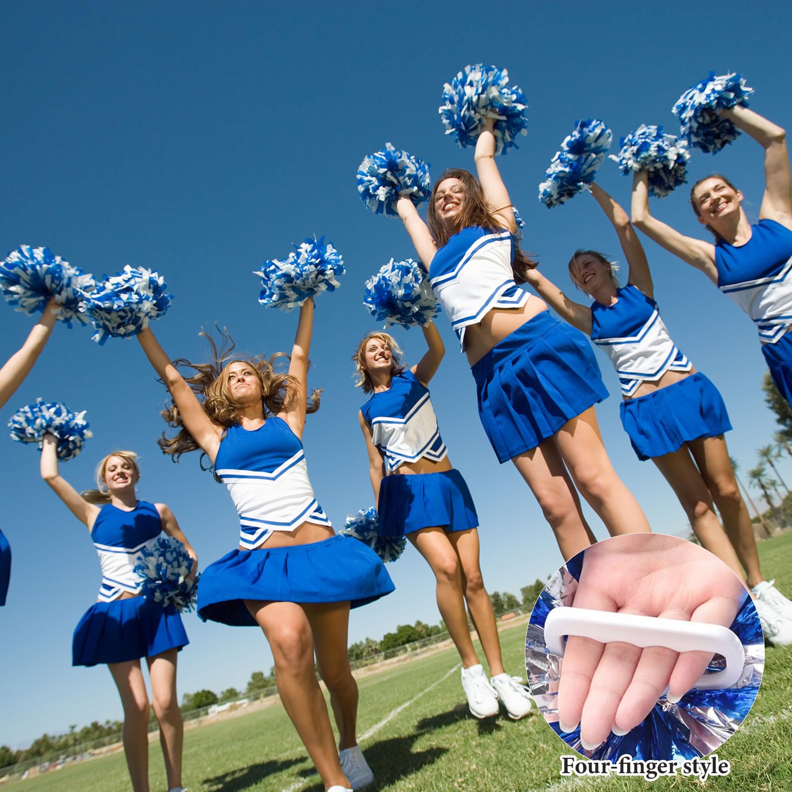 Cheer Pompony 36 szt. uchwyt na cztery palce, ręczne pompony drużyny cheerleaderek do drużyny sportowej, gry ducha, imprezy tanecznej dla dorosłych (czarne + białe)
