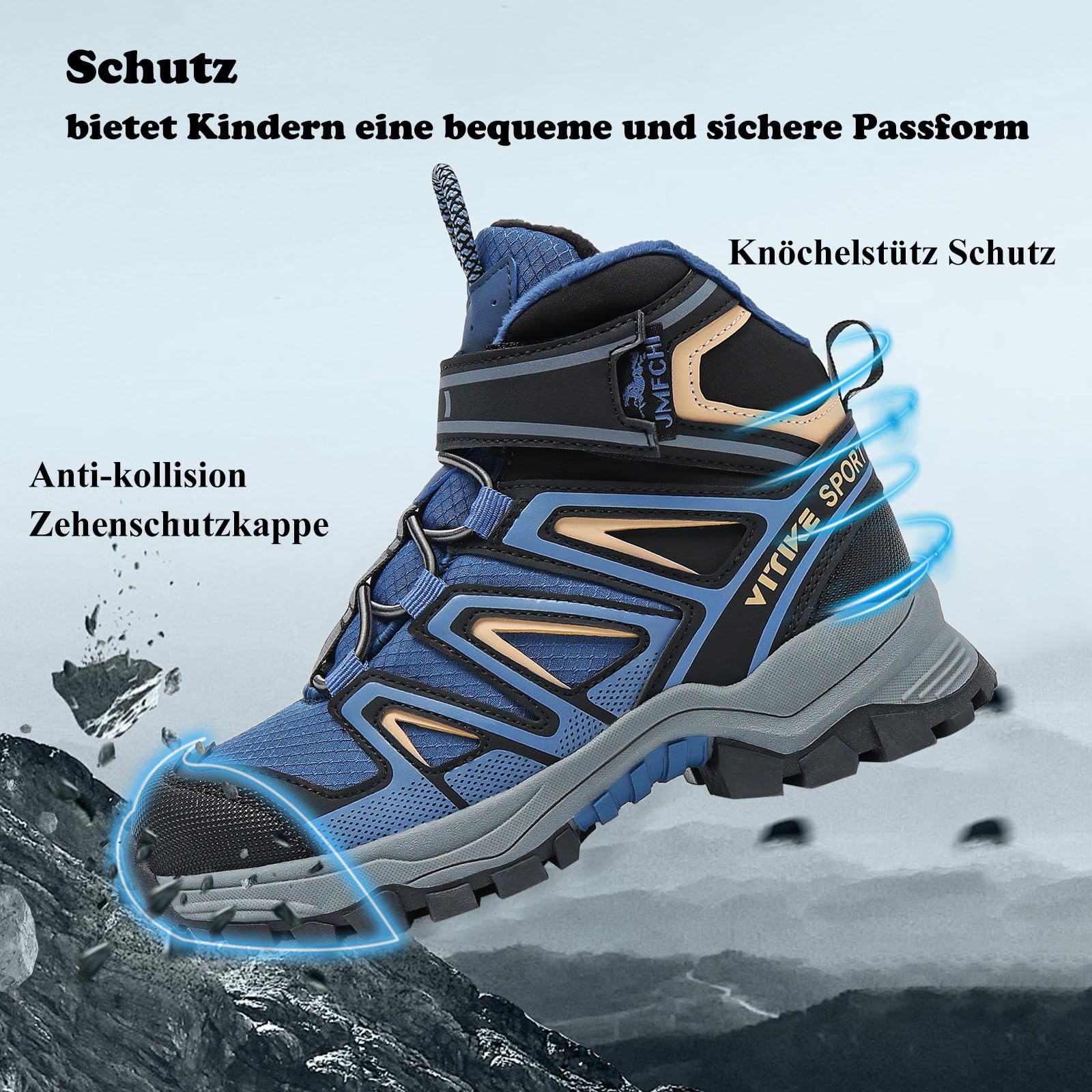 JMFCHI FASHION Chaussures d'hiver pour garçon - Bottes de neige - Doublure chaude - Chaussures de randonnée et de trekking