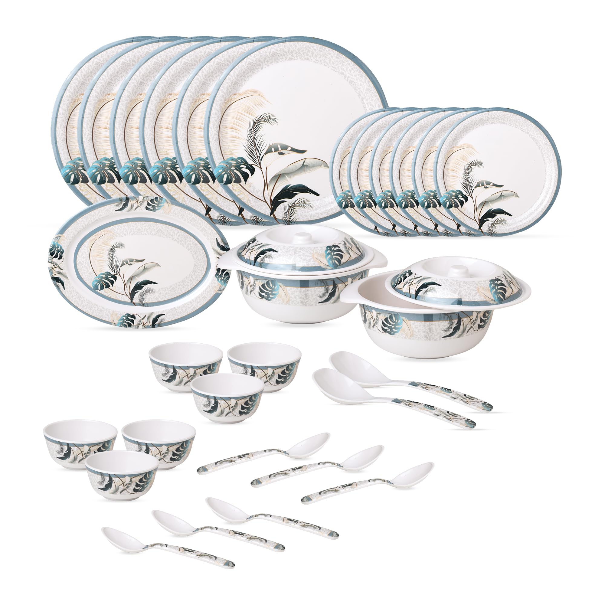 Golden Fish 24-Piece Melamine Dinner Set - Durable & Stylish -7