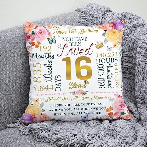 Miniatura 4 de Regalos de cumpleaños número 16 para niñas, fundas de almohada de 18 x 18 pulgadas, regalos para niñas de 16 años, regalos de feliz cumpleaños 16