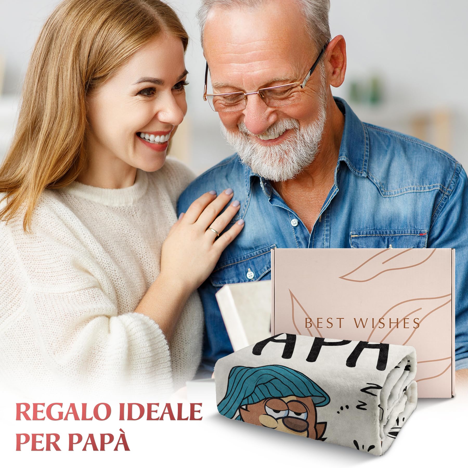 Regalo Natale per Papà, Regalo Papà, Regalo Papà Compleanno, Idee Regalo Papà, Regali per Papà, 50×60 pollici Flanella Coperta, Regalo Festa del Papà