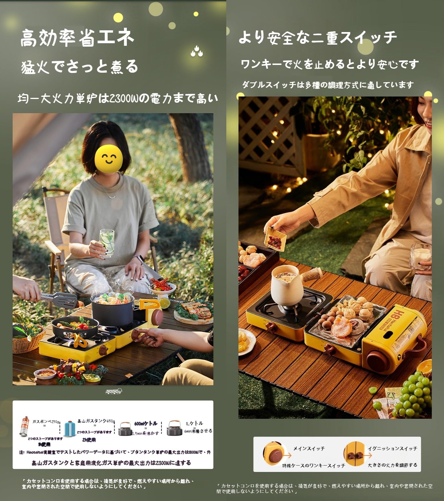 Amazon | Dazzixアウトドアミニカセットコンロ【二口カセット
