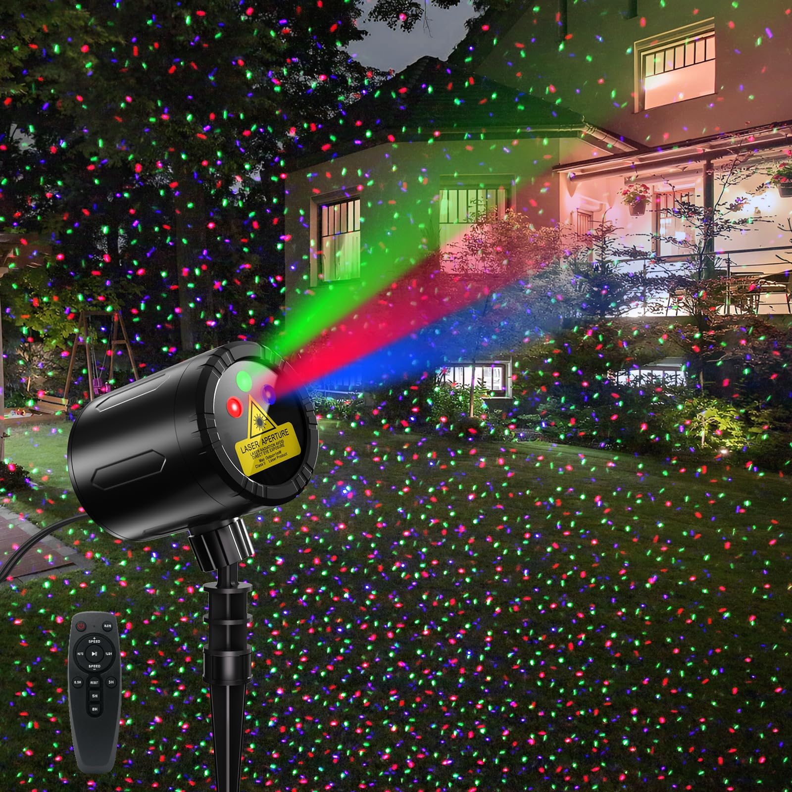 Christmas Laser Lights, Red Green Holiday Patterns Laser