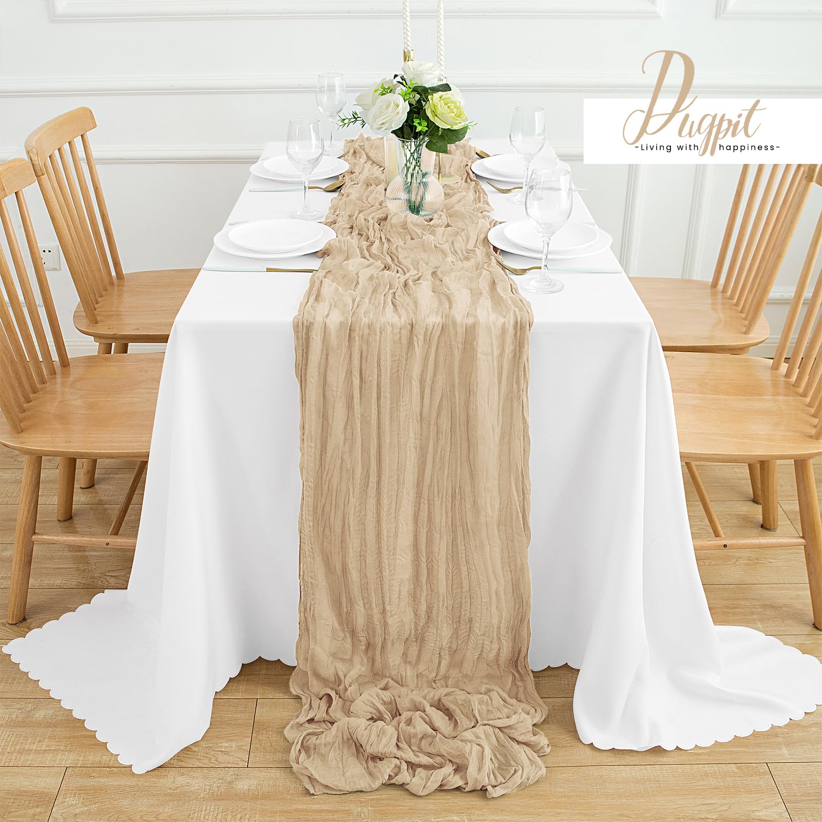 Seihtuch-Tischläufer, 30 Stück, Beige, Seihtuch, Tischläufer aus Gaze, rustikal, durchsichtig, für Hochzeit, Geburtstag, Babyparty, Party-Dekoration, 30 Stück
