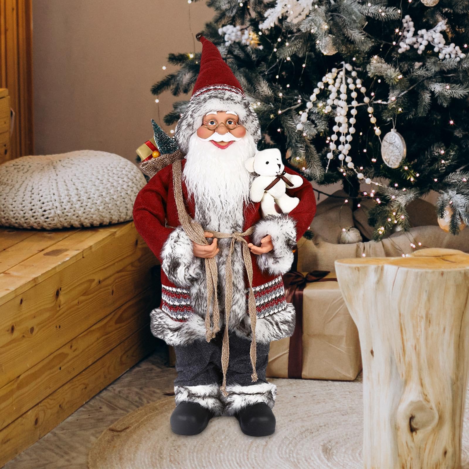 Figura de Papá Noel, Estatua Navideña, Personaje Decorativo de Mesa, Adorno Original de Resina, Adecuado para Sala de Estar, Oficina, Regalo para, 60CM, Individual