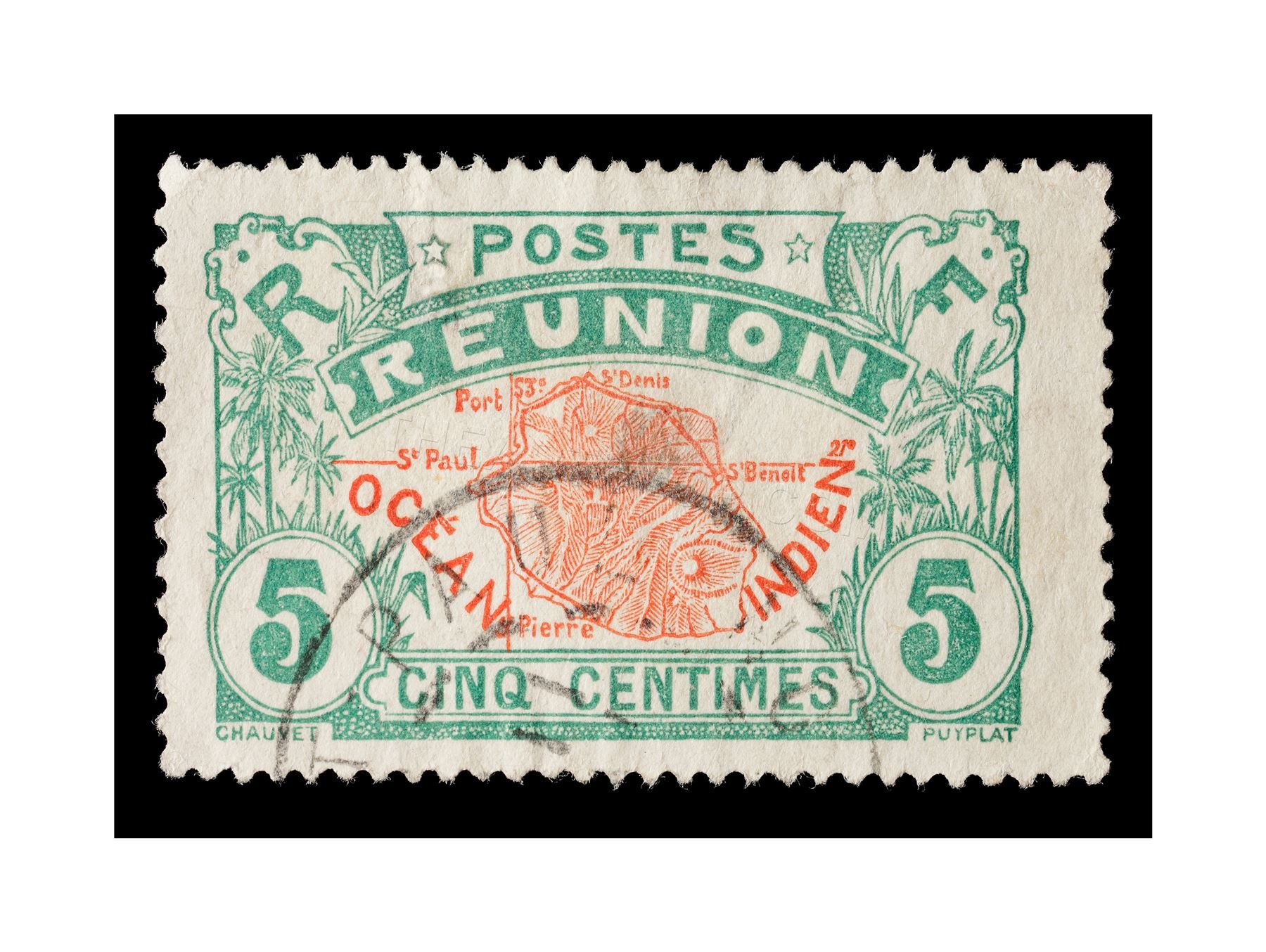 Wee Blue Coo Postage Stamp Reunion French Island Vintage Wall Art Print