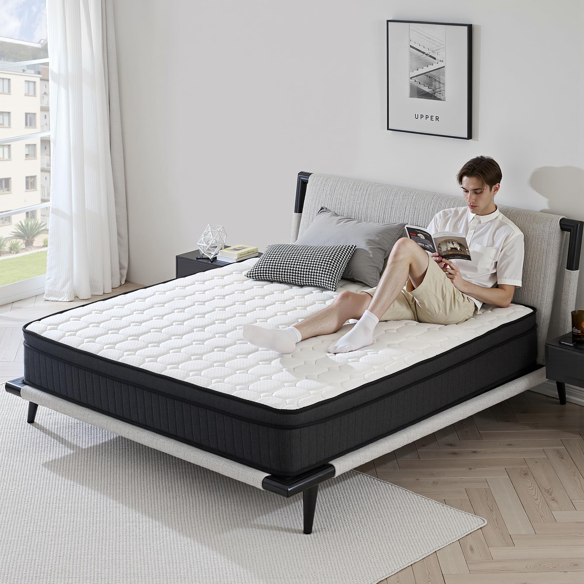 Susalt Full Mattress,10 Inch Medium Firm Hybrid Mattresses in a Box with Memory Foam,Certipur-US Certified,Pressure Relief& Edge Support, Single