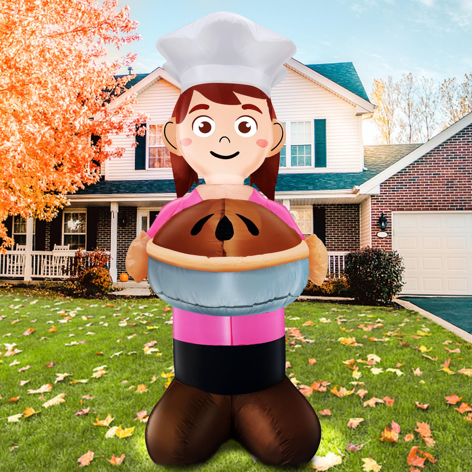 TURNMEON 6 Ft Height Thanksgiving Inflatable Decorations Outdoor Girl