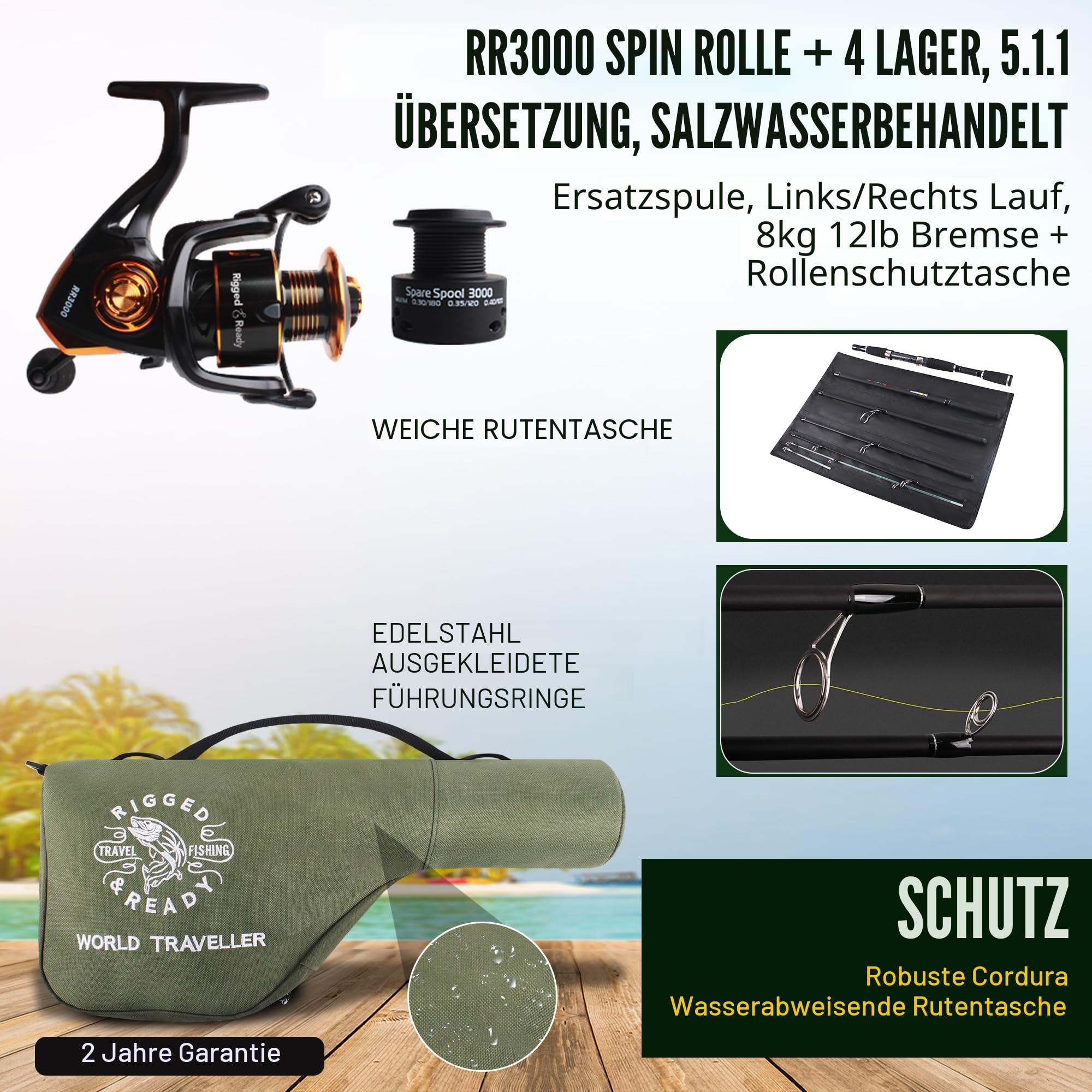 Rigged and Ready Smuggler Series™ Travel Fishing Rods. Super Compact, 1 Spinning Rod and Reel Combo, 4 Spin, 1 Casting Rod + Cases. 2, 3 or 4 Tips. Spin and General Freshwater - Saltwater Fishing