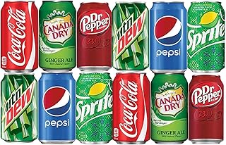 BGM Assortment of Soda, Coca-Cola, Pepsi, Dr Pepper, Mountain Dew, Sprite and Ginger Ale Refrigerator Restock Kit (Pack of...