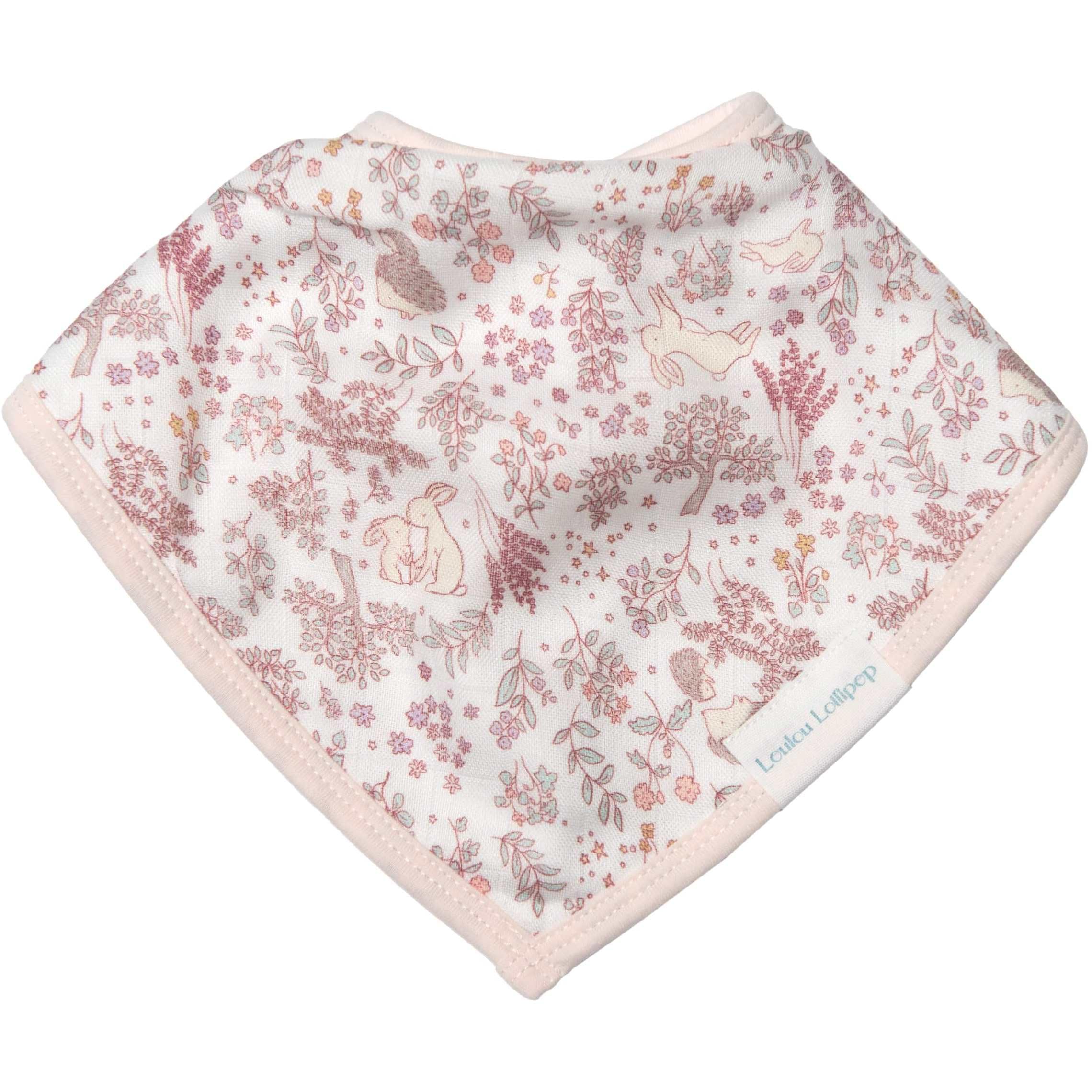 Loulou Lollipop Muslin Bandana Bib Drool Bib Set for Baby Girl and Boy Adjustable 3 to 36 Months, 2 Pack - Hedgehog Forest - Image 2
