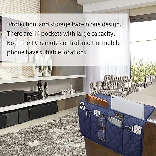 Miniatura 6 de Organizador de reposabrazos para sofá, impermeable, soporte de control remoto para sillón reclinable, organizador reclinable antideslizante,