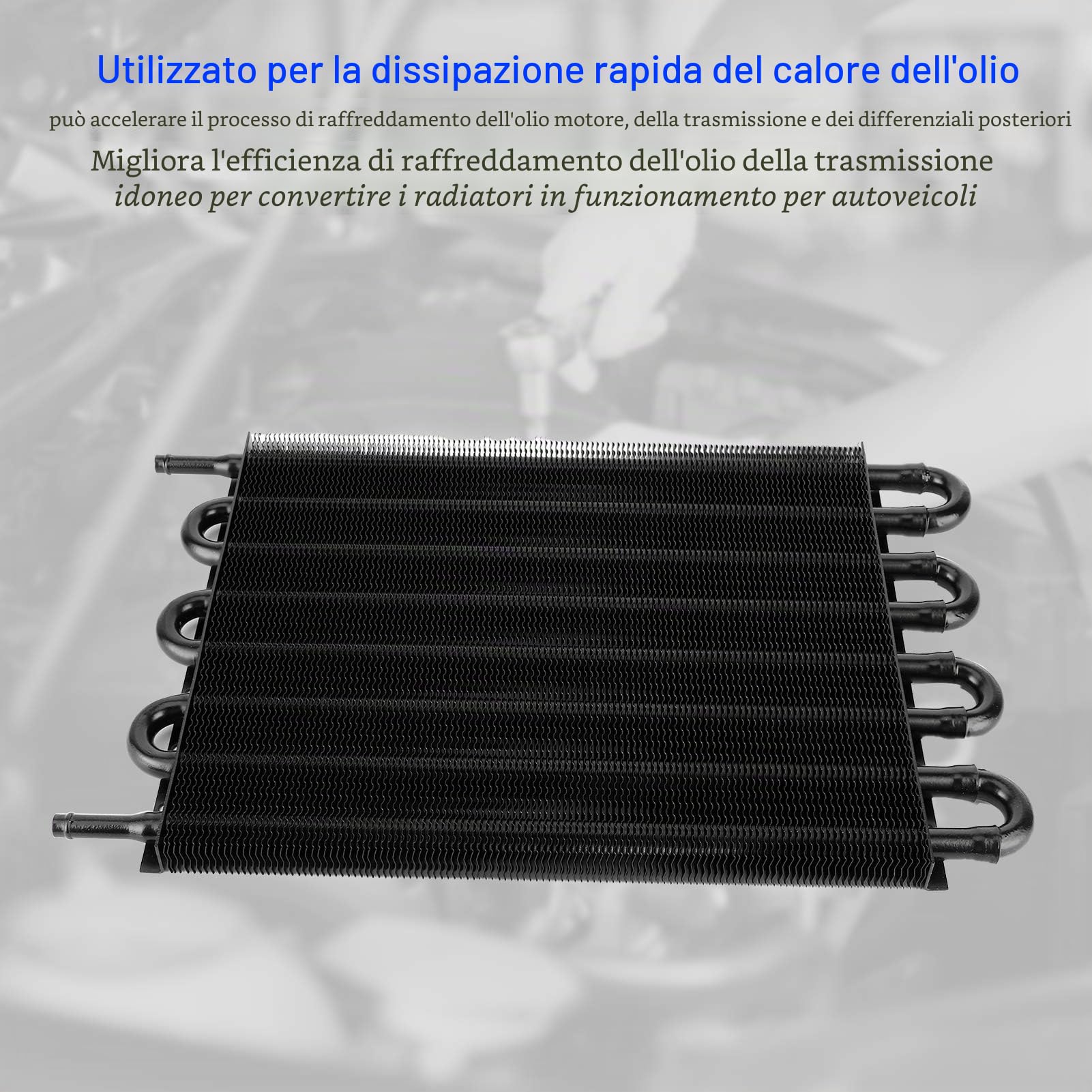 Radiatore Olio Trasmissione, 8 file Nero Universale in Alluminio Radiatore Dell'Olio Della Trasmissione Radiatore Olio OC‑1405 per Tutti i Veicoli, 300x254x20mm