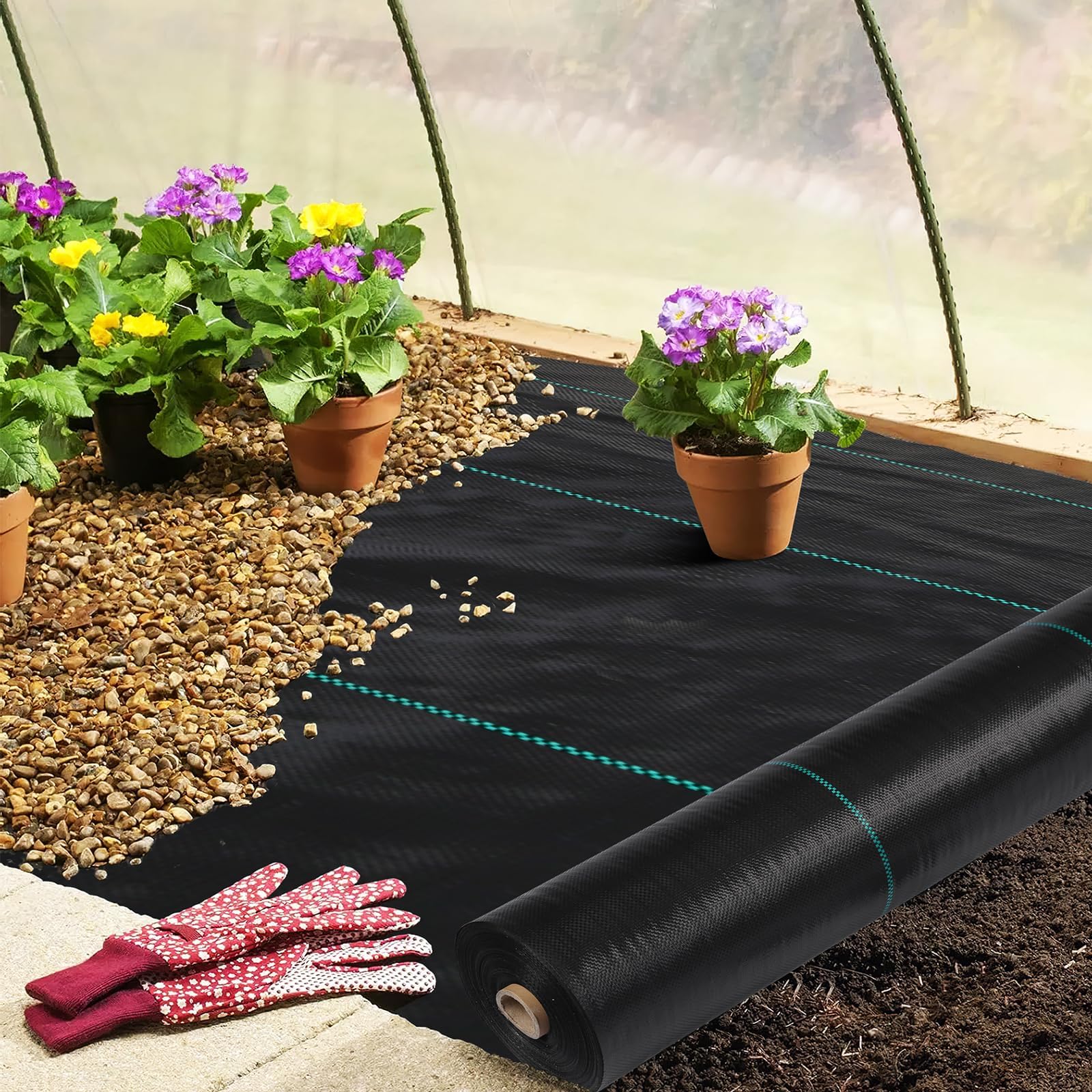 Garvee Telo Pacciamatura 1.2x30m, Tessuto Anti Erbacce Professionale 108g/m², Telo per Orto e Giardino Alta Resistenza, Geotessile Permeabile UV Stabilizzato per Controllo Infestanti