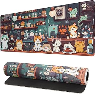 Alfombrilla De Ratón XXL Speed Gaming 900 X 400 mm - Alfombrilla para Ratón, Alfombrilla Escritorio Grande, Mouse Pad Mejora La Precisión Y La Velocidad -3er (Gato)