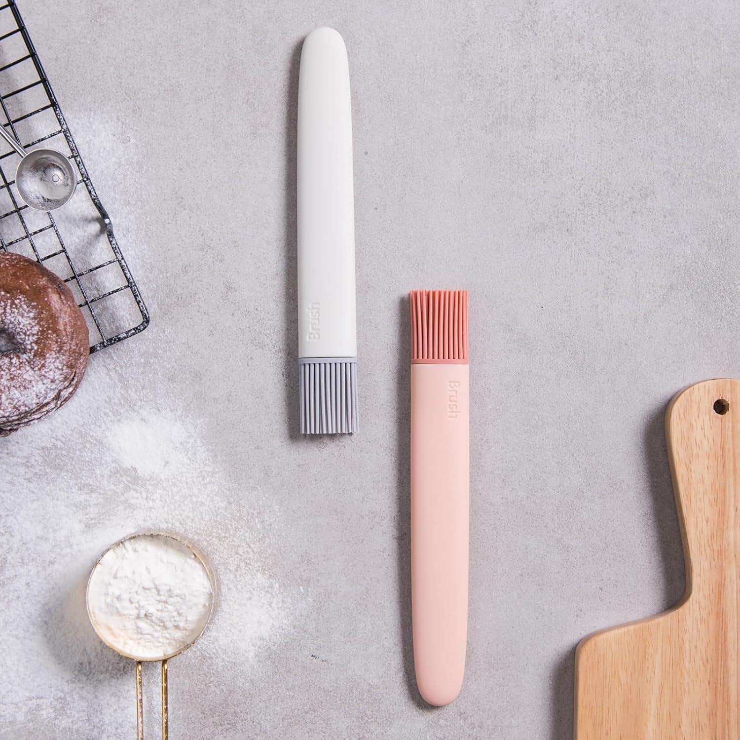 OYV Pastry Brush for Cooking and Baking, Heat Resistant Basting Brush Set, Spread Oil Sauce Butter Marinade Egg Wash for BBQ Grill Barbecue, Food Grade Cooking Brush, BPA Free Dishwasher Safe(2 Pcs)