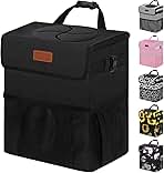 Car Trash Can Bin with Lid Hanging for Back Seat, Car Accessories for Women Men Leak Proof Automotive Garbage Cans Leakproof Vehicle Trash Can for Truck SUV Black