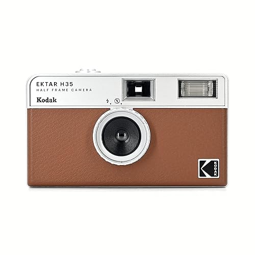 KODAK EKTAR H35 Half Frame Film Camera, 35mm, Reusable, Focus-Free, Lightweight, Easy-to-Use (Brown) (Film & AAA Battery are not Included) - Brown - Single