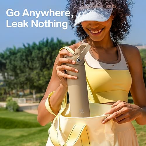 Miniatura 129 de ENCOOL Botella de agua aislada con popote, de acero inoxidable, a prueba de fugas, sin BPA, al vacío de doble pared que se mantiene fría durante 24