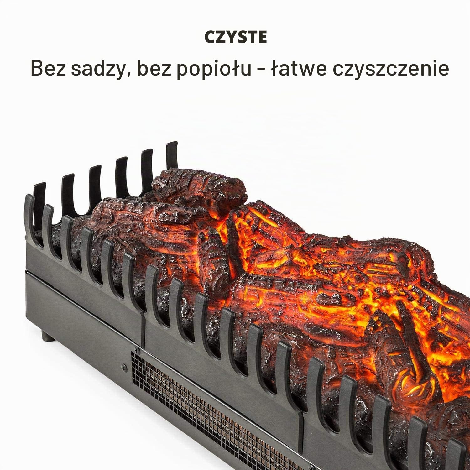 Kominek elektryczny KLARSTEIN Kamini FX - wkład kominkowy, 1000/2000W, 2W LED, bez sadzy, łatwe czyszczenie, funkcja grzania, iluzja płomienia, romantyczna atmosfera, czarny