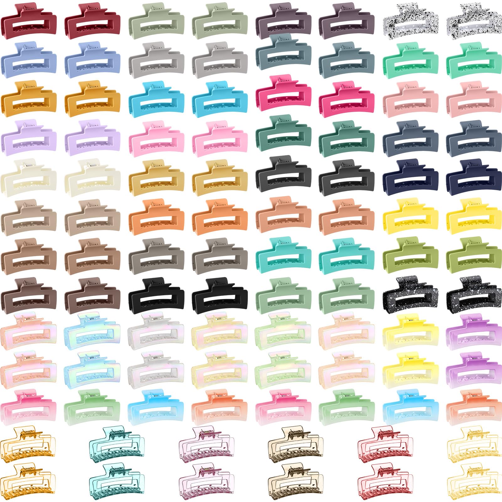 XunYee 100 Pcs Hair Claw Clips Bulk Large Square Jaw Headwear Clips Set for Women Nonslip Rectangle Hair Accessories Clip for Girl Women Gifts Beauty(