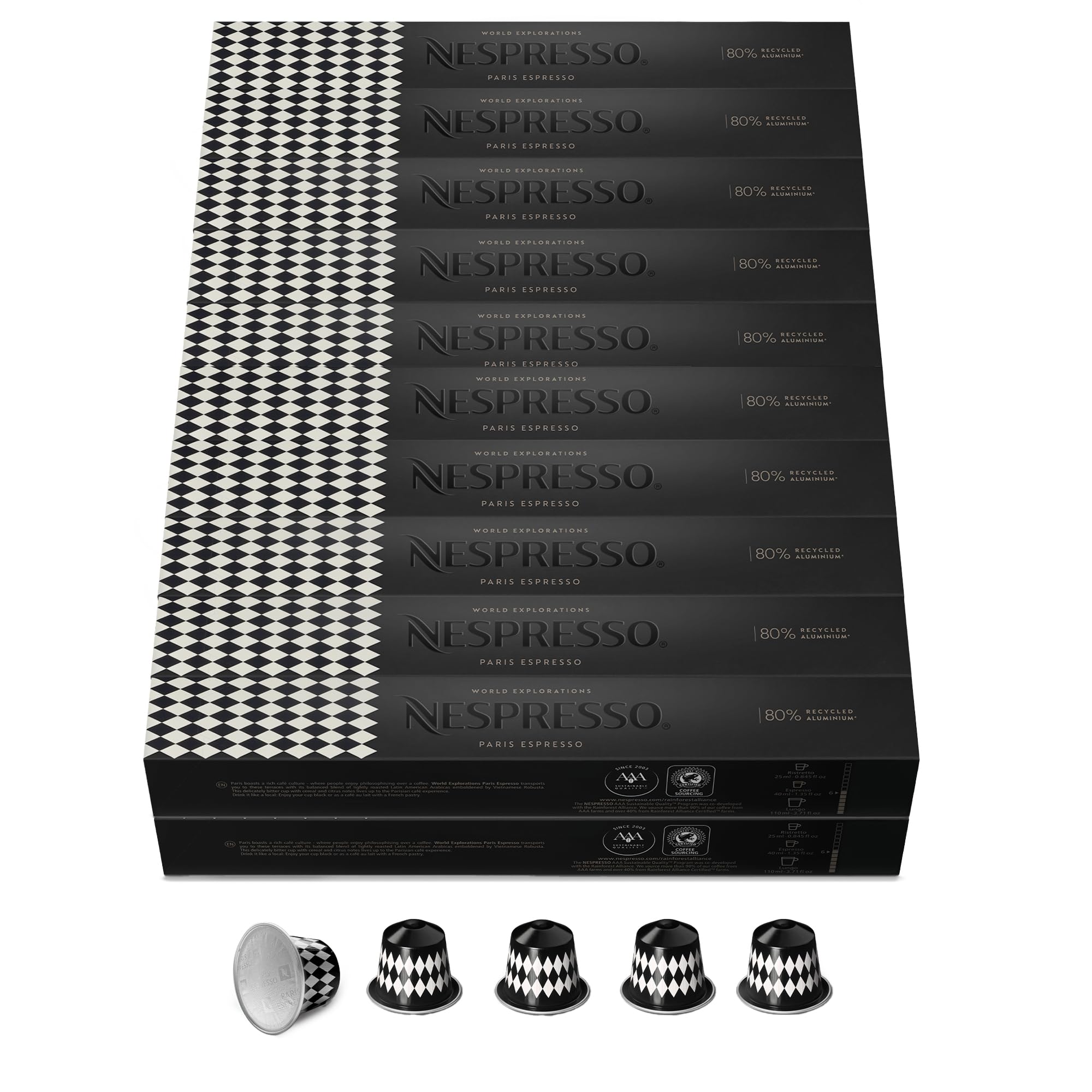 NESPRESSO ORIGINAL Paris 200 Kaffeekapseln | Arabica & Robusta Kaffee, Mittlere Röstung, Intensität 6, Ideal für Espresso