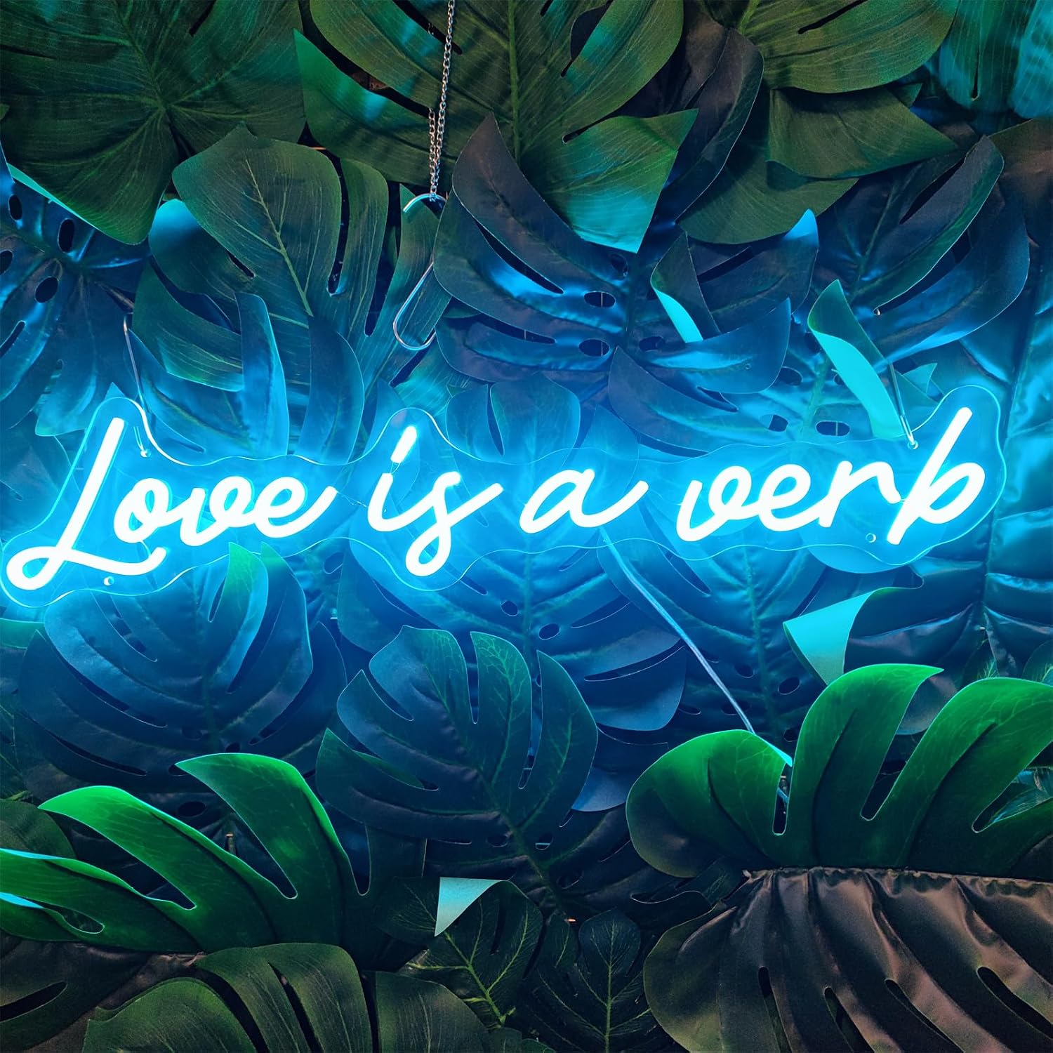 Love Is A Verb Neon Sign,Led Signs,Weeding,neon letters,Neon Lights for Bar Pub Christmas,Restaurant,reception Decor White Neon Engagement Birthday Wedding Party,Size:66 * 14.6cm