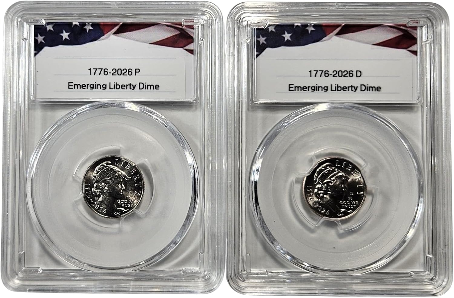 1776-2026 Semiquincentennial Emerging Liberty Commemorative Dime Set, P & D Mints